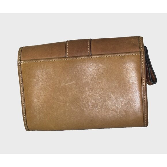 Vintage Coach Womens Tan Leather Wallet Moneyfold Zip Pocket Classic Western - Picture 2 of 16